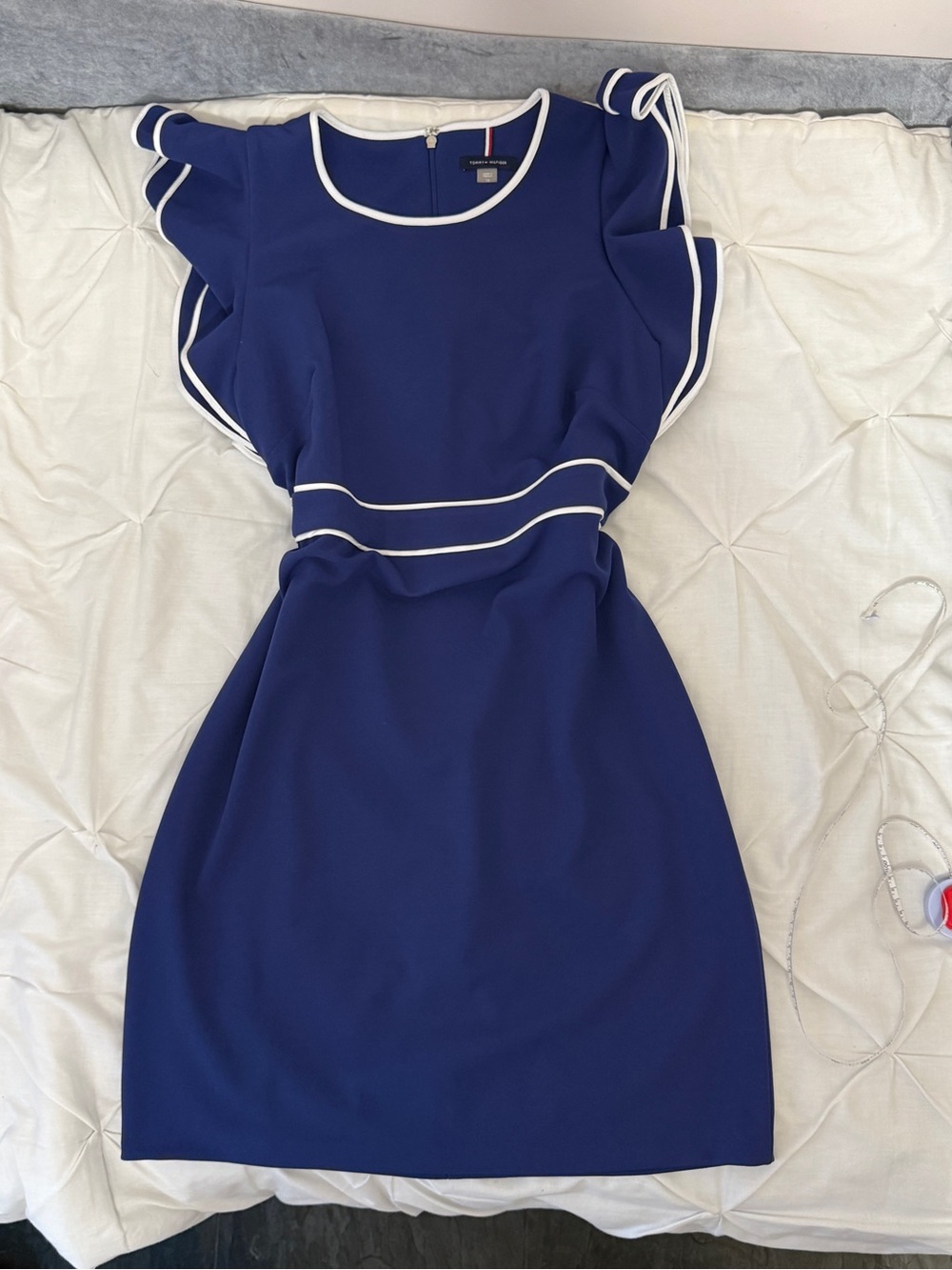 Tommy Hilfiger Royal Blue Sheath Dress with White Trim